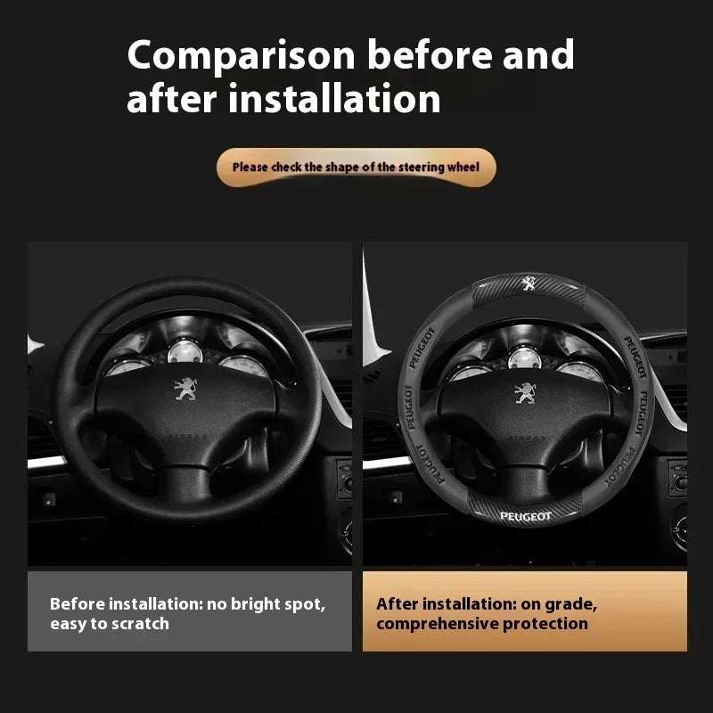 Peugeot Carbon Fiber Leather Steering Wheel Cover