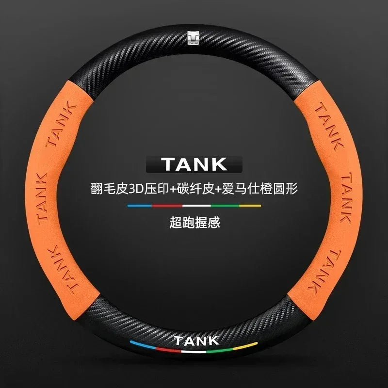 GWM Tank Suede Carbon Fiber Leather Steering Wheel Cover