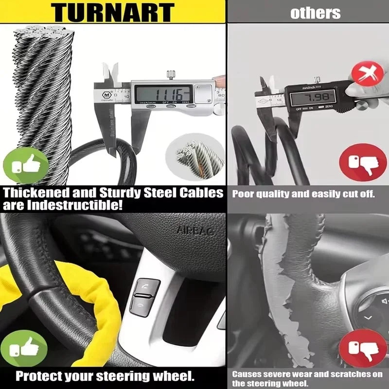 Car Steering Wheel Lock – Universal Anti-Theft Steel Cable Security Device for Cars, SUVs & Trucks
