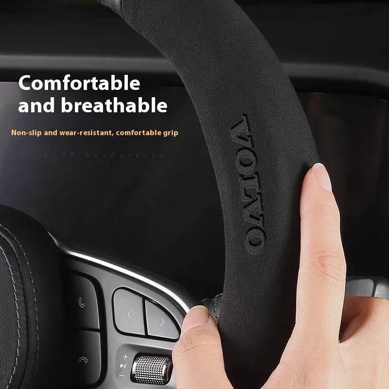 Volvo Carbon Fiber Leather Steering Wheel Cover