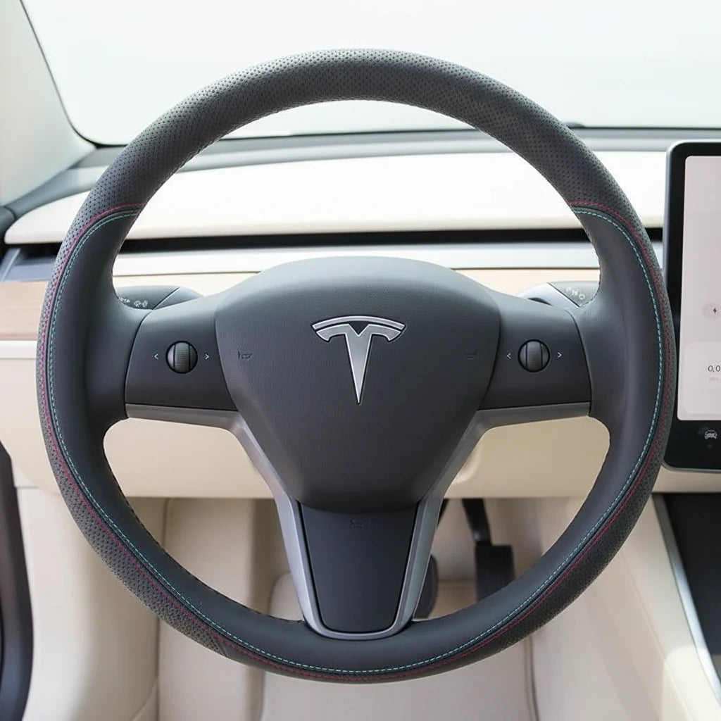 Tesla Premium Leather Steering Wheel Cover