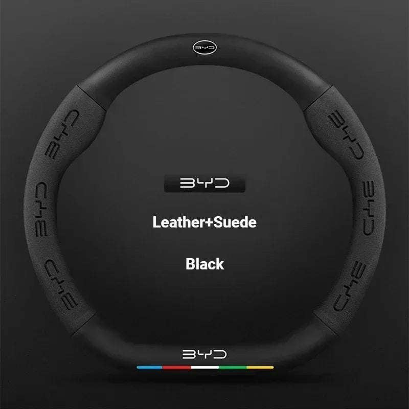 BYD Carbon Fiber Leather Steering Wheel Cover