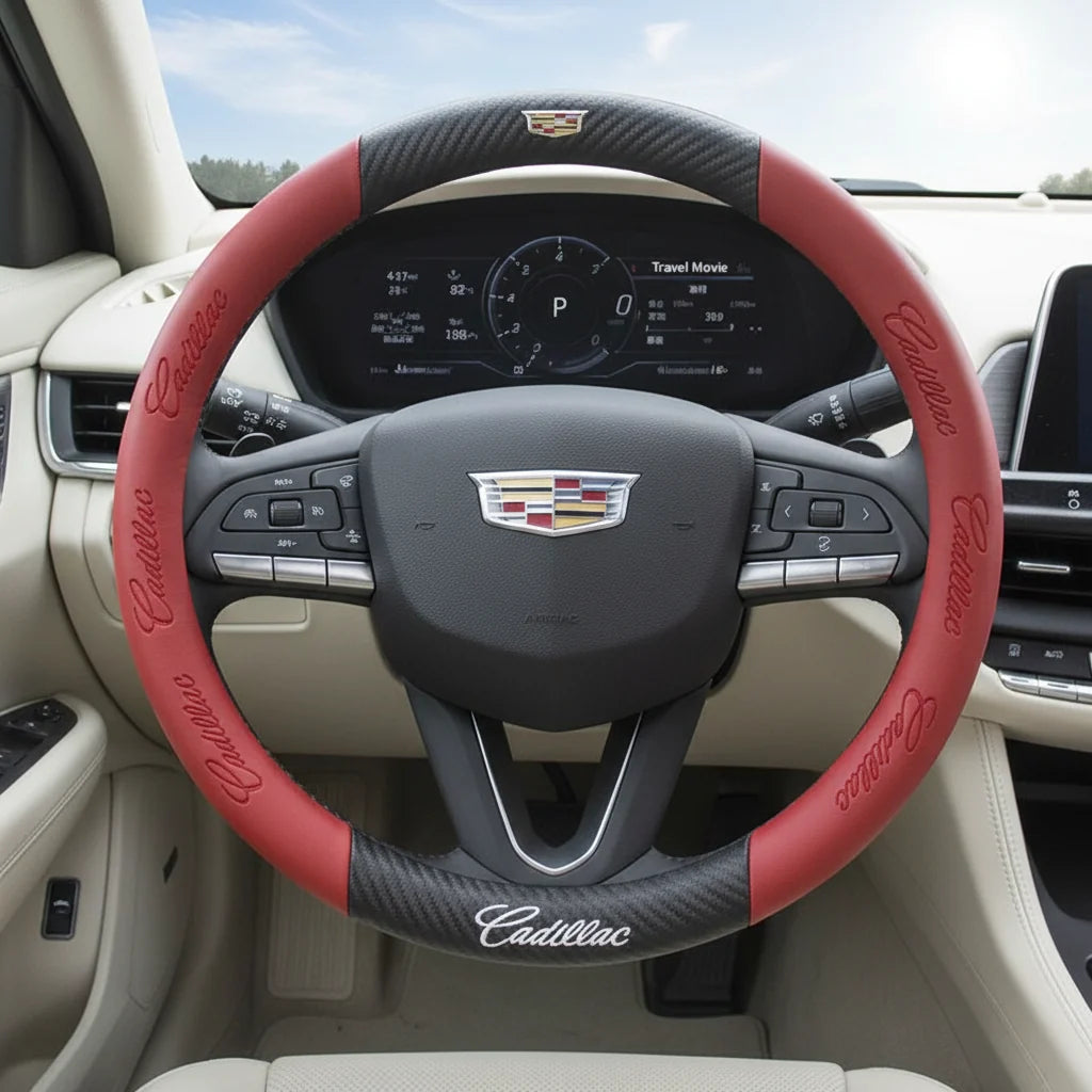 Cadillac Leather & Carbon Fiber Steering Wheel Cover