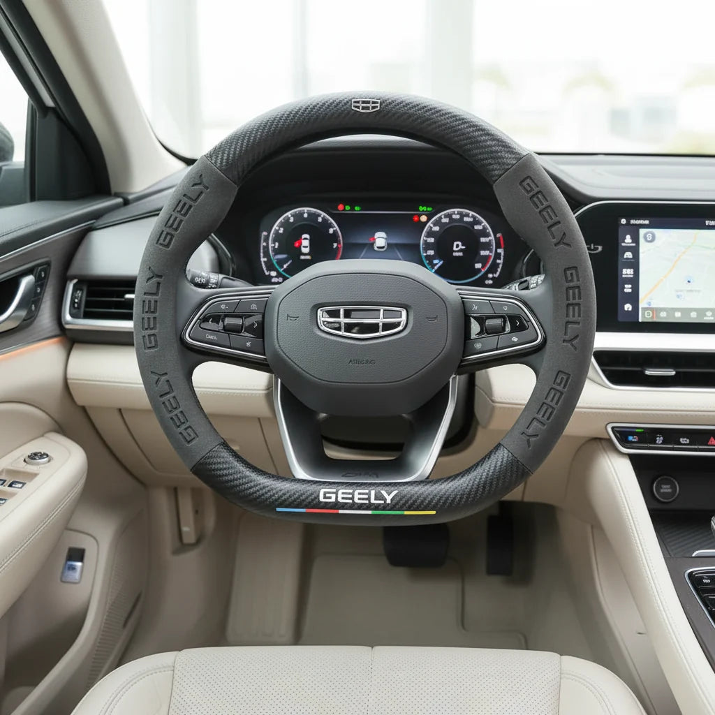Geely Carbon Fiber Suede Steering Wheel Cover