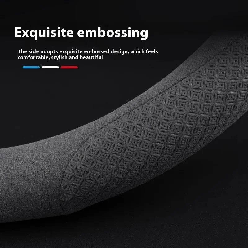 Volvo Carbon Fiber Leather Steering Wheel Cover