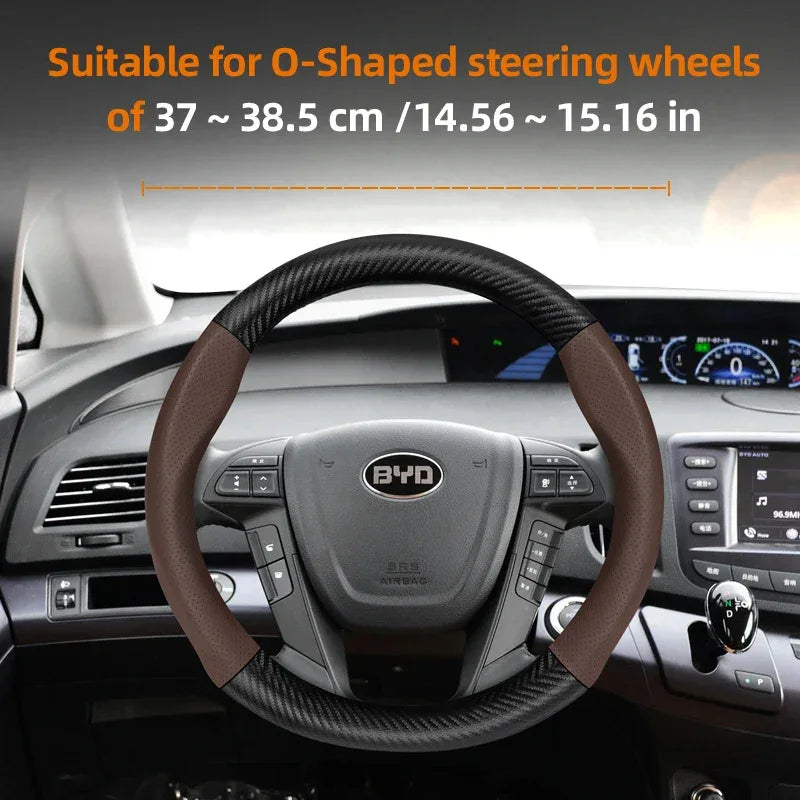 BYD Breathable Leather & Carbon Fiber Steering Wheel Cover