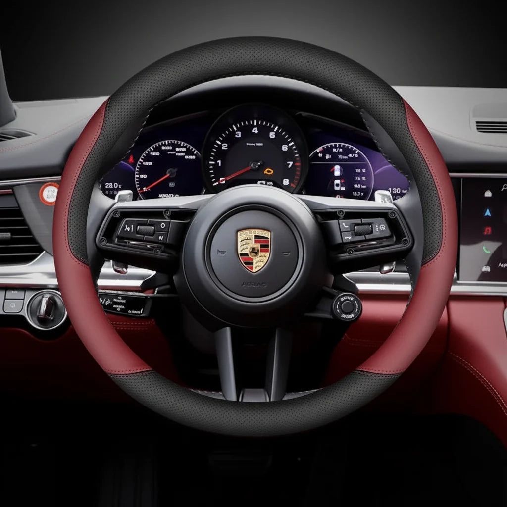 Porsche Leather Steering Wheel Cover