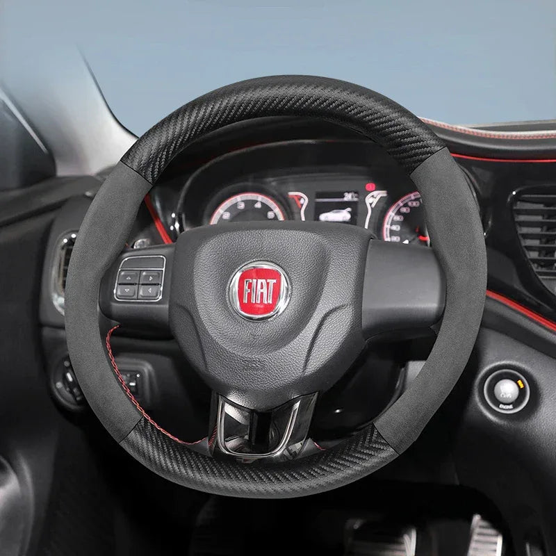 FIAT Suede Carbon Fiber Steering Wheel Cover