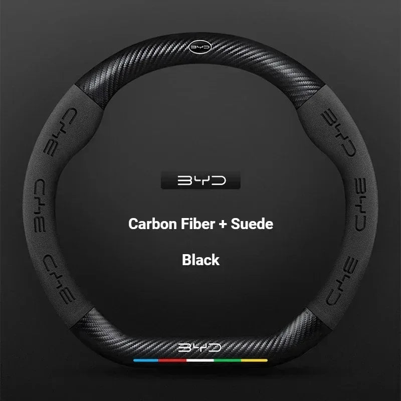 BYD Carbon Fiber Leather Steering Wheel Cover