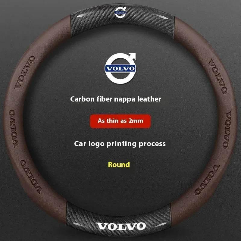 Volvo Carbon Fiber Leather Steering Wheel Cover