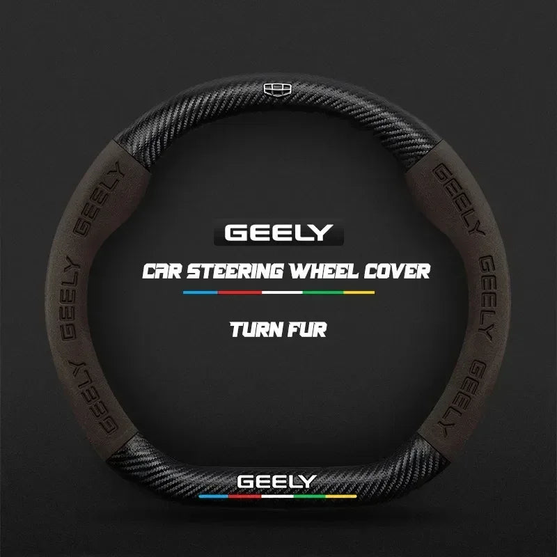 Geely Carbon Fiber Suede Steering Wheel Cover