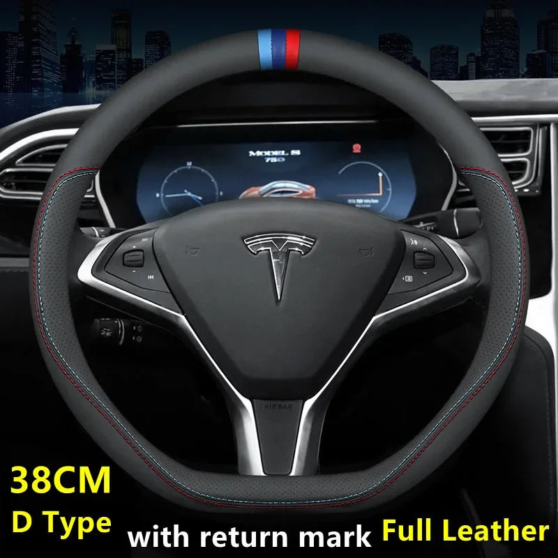 Tesla Premium Leather Steering Wheel Cover