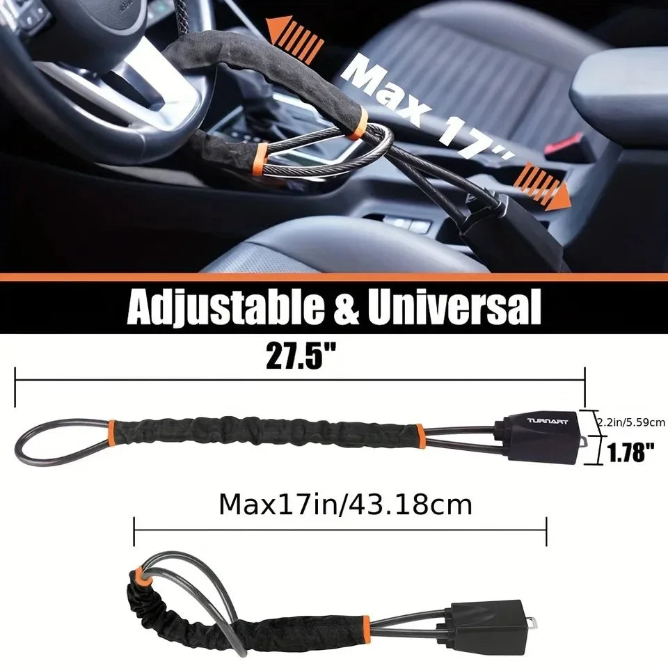 Car Steering Wheel Lock – Universal Anti-Theft Steel Cable Security Device for Cars, SUVs & Trucks