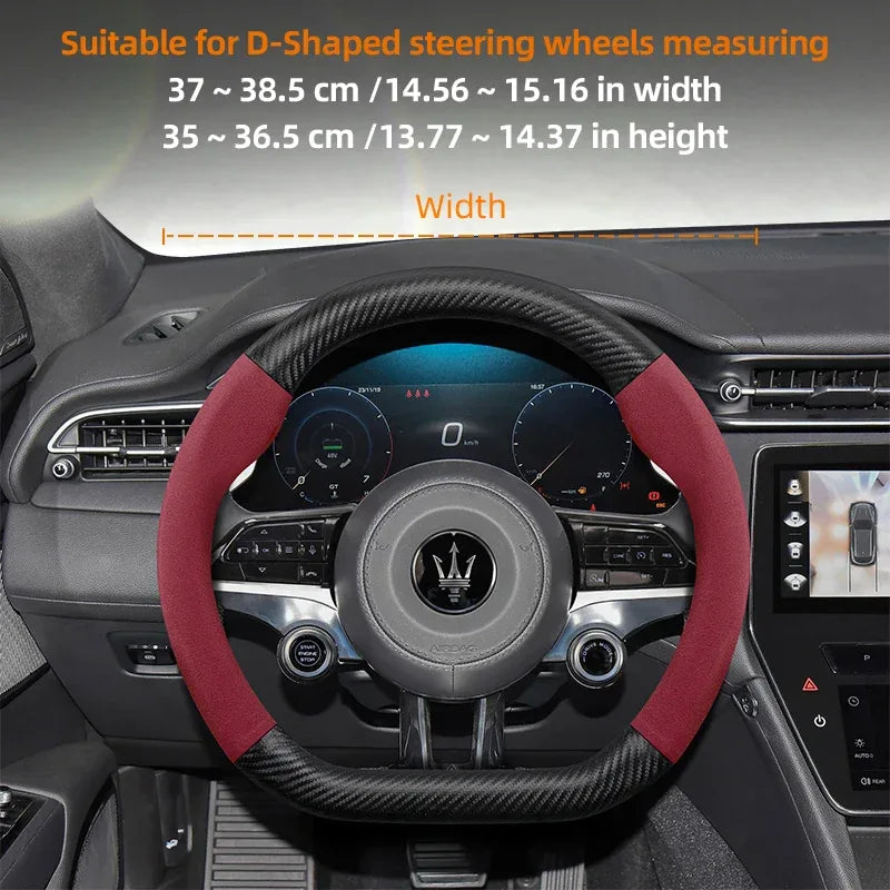 Maserati Suede Carbon Fiber Leather Steering Wheel Cover