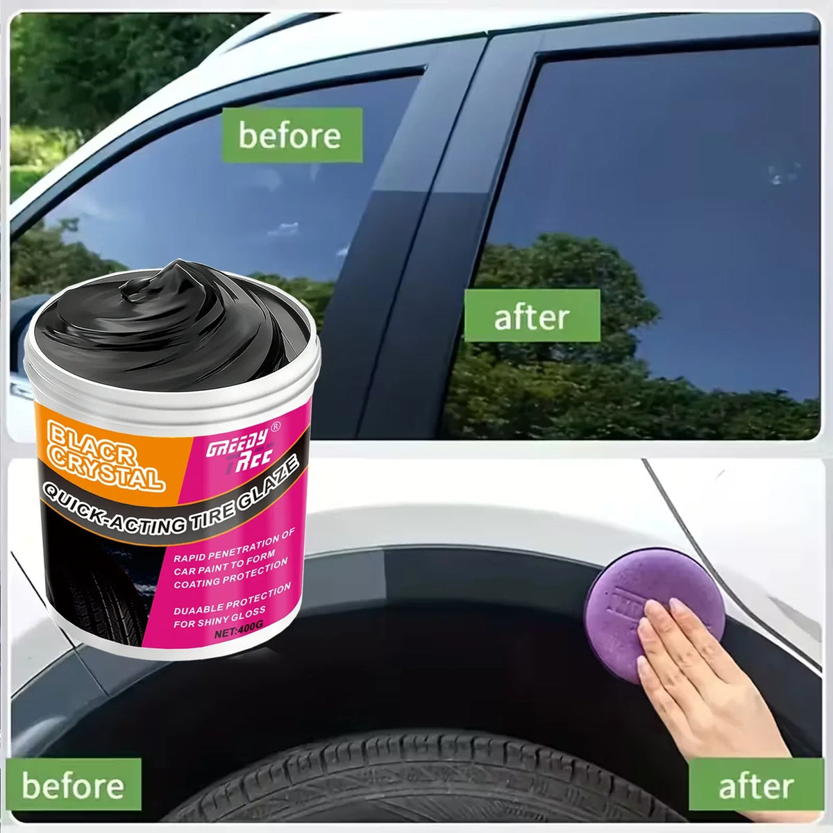 All-in-One Plastic & Rubber Repair Cream – Black Restoration Polish for Trim, Tires & Interior Surfaces