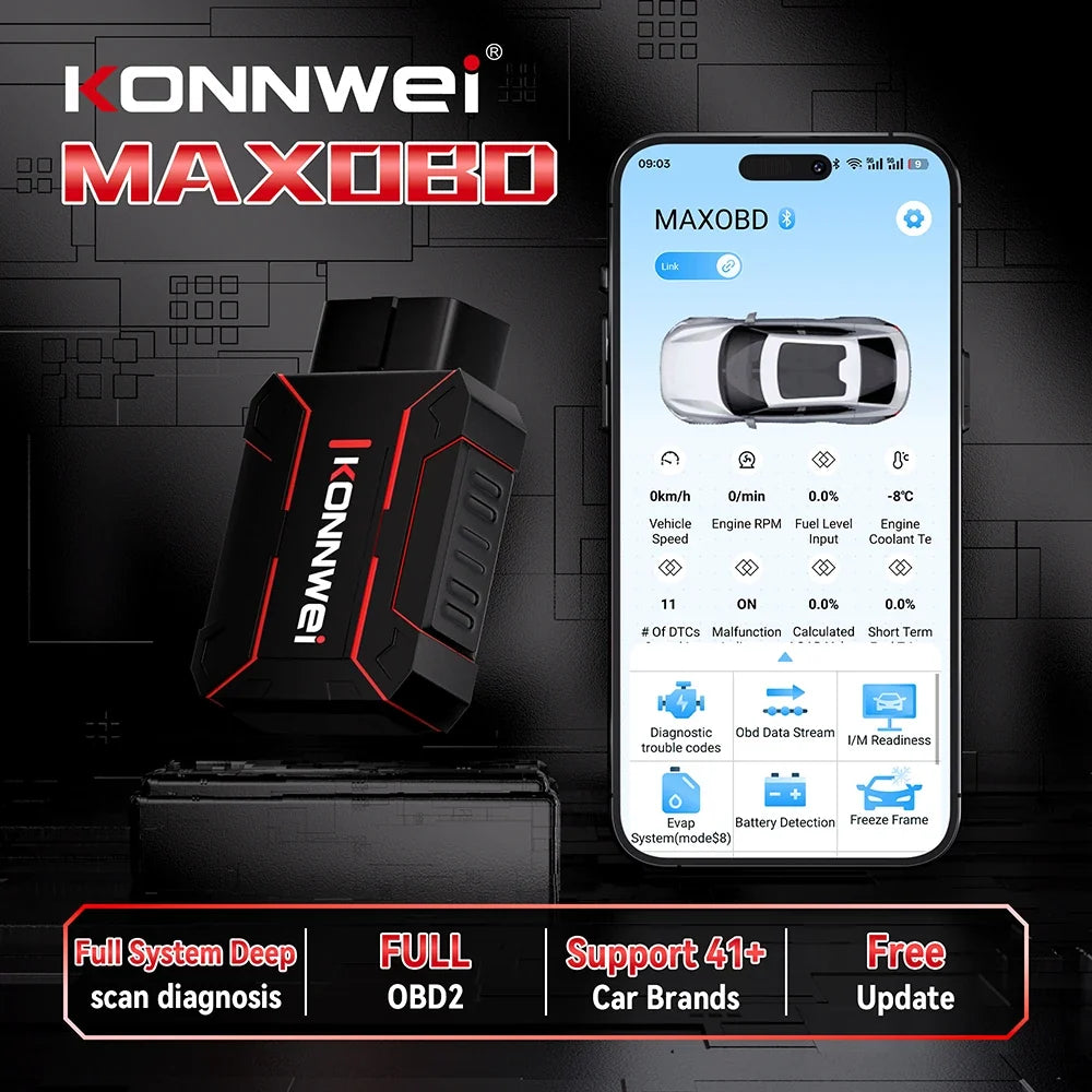 KONNWEI Bluetooth OBD2 Scanner – Wireless Car Diagnostic Tool with App Support