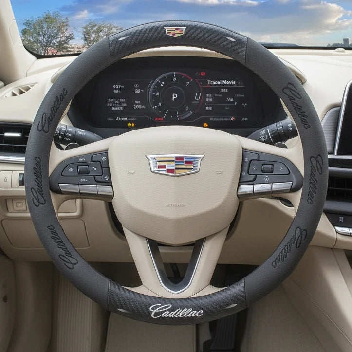 Cadillac Leather & Carbon Fiber Steering Wheel Cover