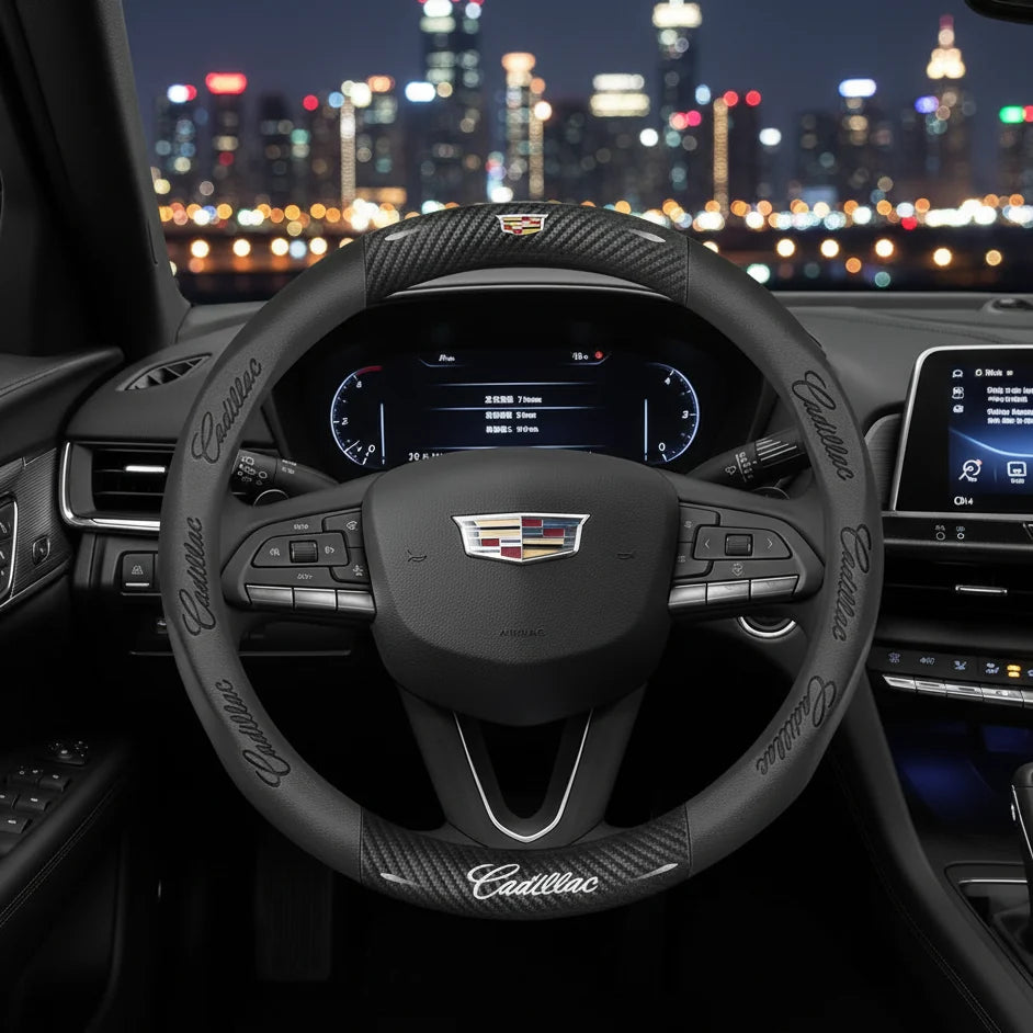 Cadillac Leather & Carbon Fiber Steering Wheel Cover