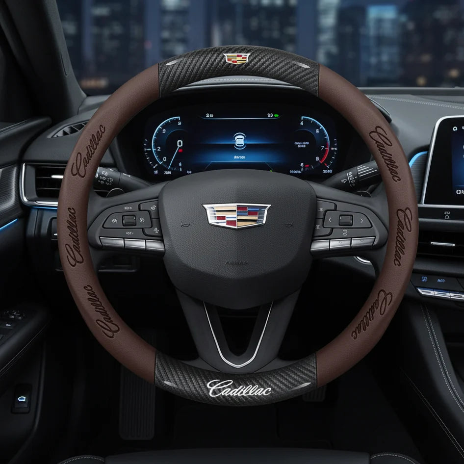 Cadillac Leather & Carbon Fiber Steering Wheel Cover