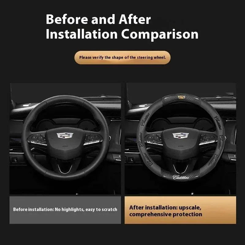 Cadillac Leather & Carbon Fiber Steering Wheel Cover