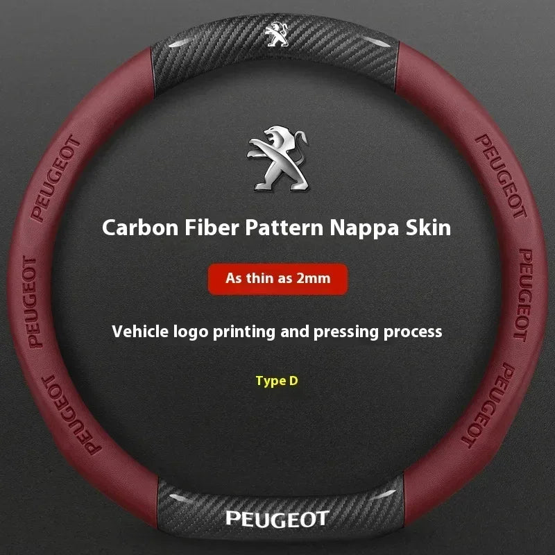 Peugeot Carbon Fiber Leather Steering Wheel Cover