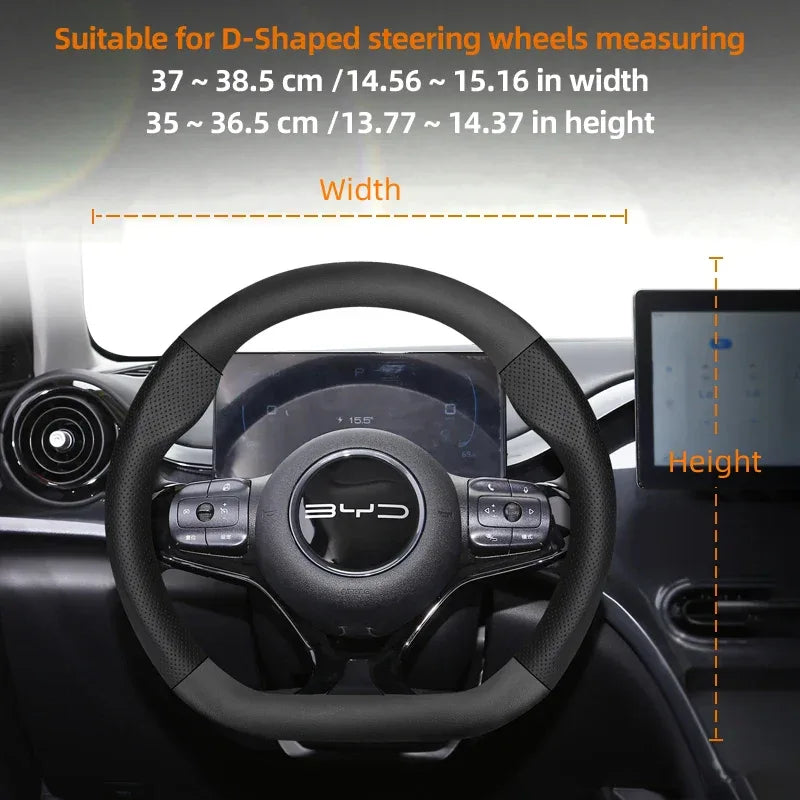 BYD Breathable Leather & Carbon Fiber Steering Wheel Cover