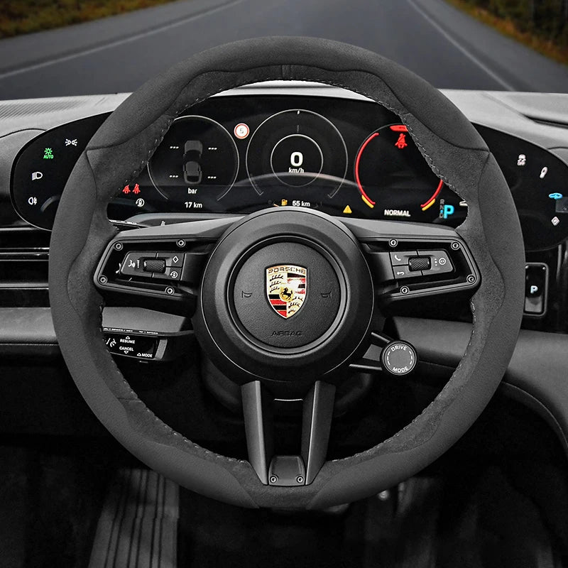 Porsche Suede Snap-On Steering Wheel Cover