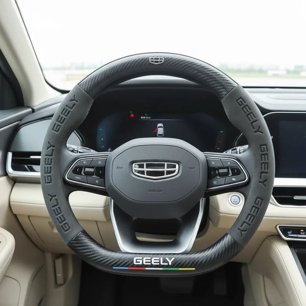 Geely Carbon Fiber Suede Steering Wheel Cover