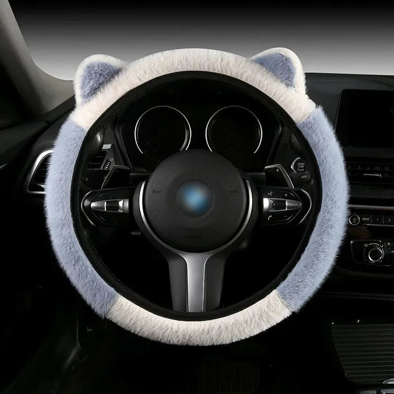 Plush Cat Ear Universal Steering Wheel Cover