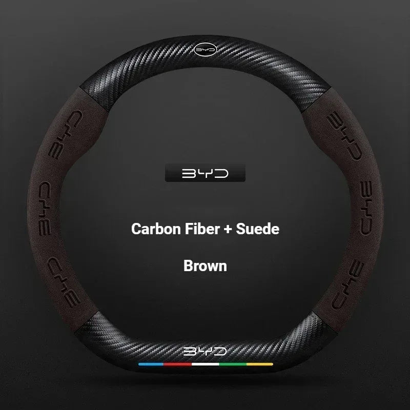 BYD Carbon Fiber Leather Steering Wheel Cover