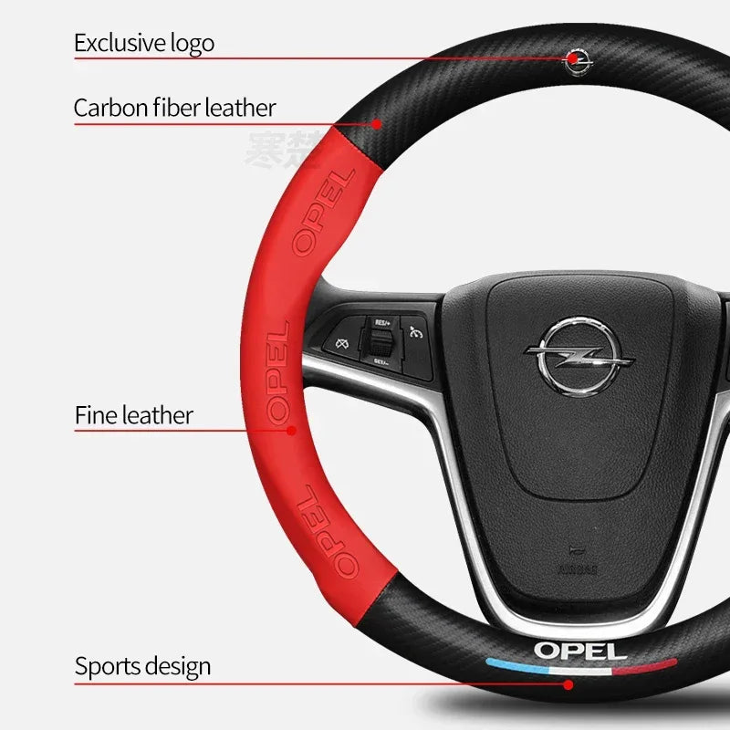 Opel Carbon Fiber Leather Steering Wheel Cover