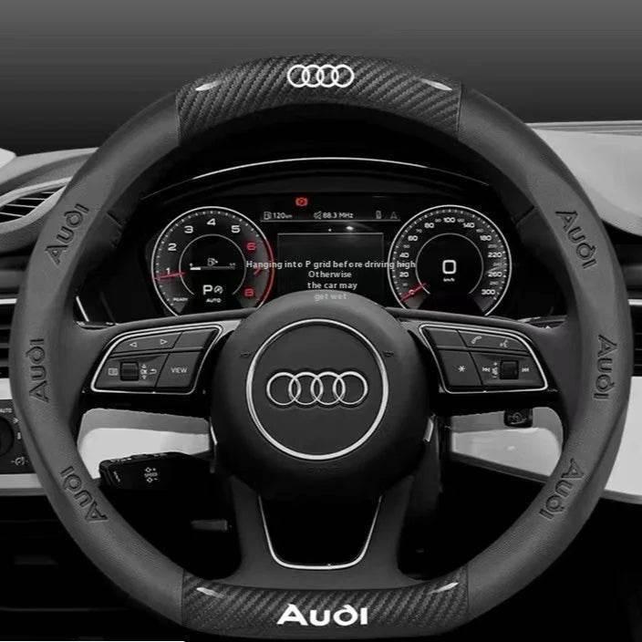 Audi Carbon Fiber Leather Steering Wheel Cover