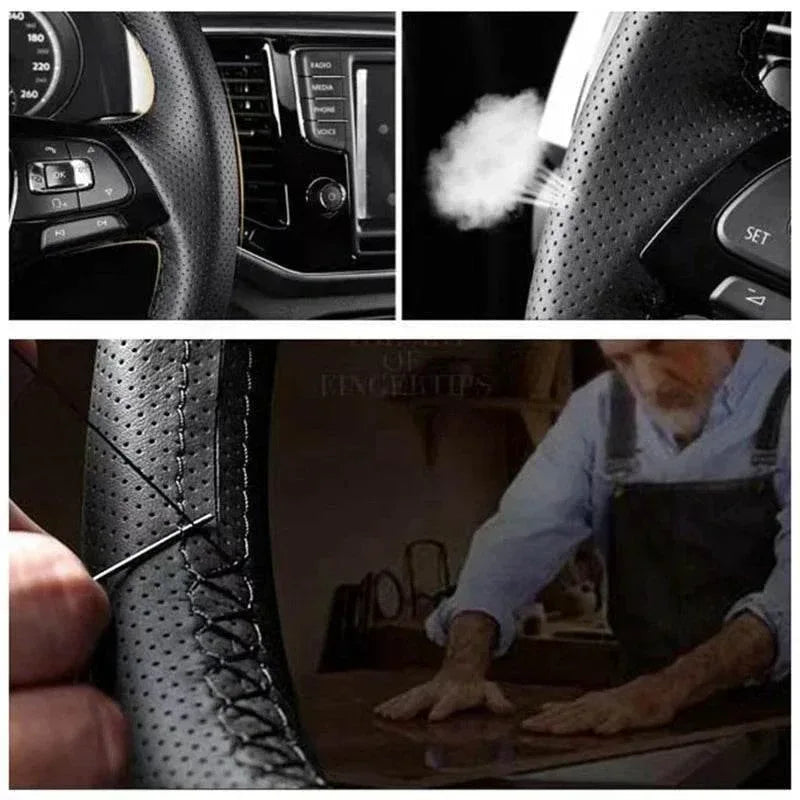 Mazda DIY Black Microfiber Leather Steering Wheel Cover