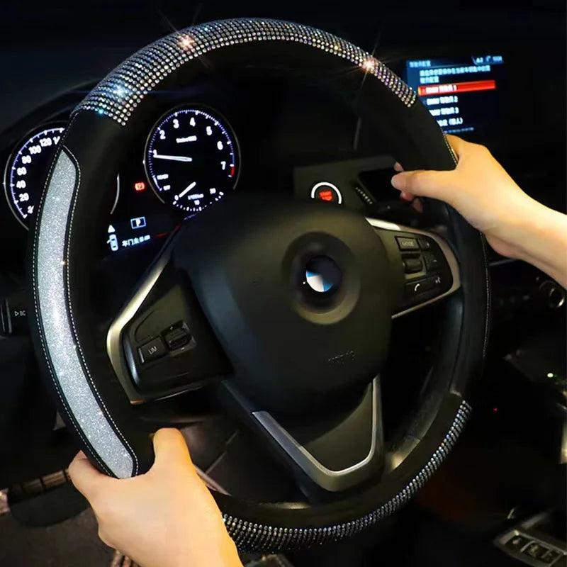 Diamond Bling Glitter Leather Steering Wheel Cover