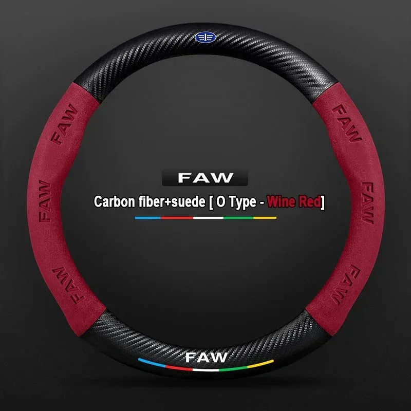 FAW Besturn Carbon Fiber Suede Steering Wheel Cover