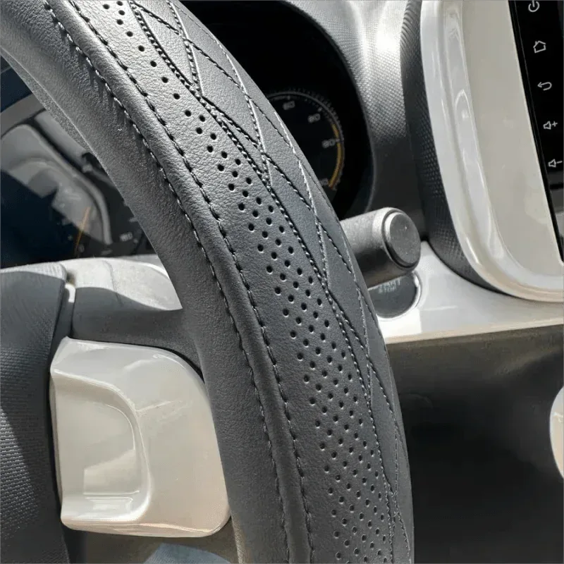 Leather Car Steering Wheel Cover – Universal Fit, 15 Inch (38 cm)