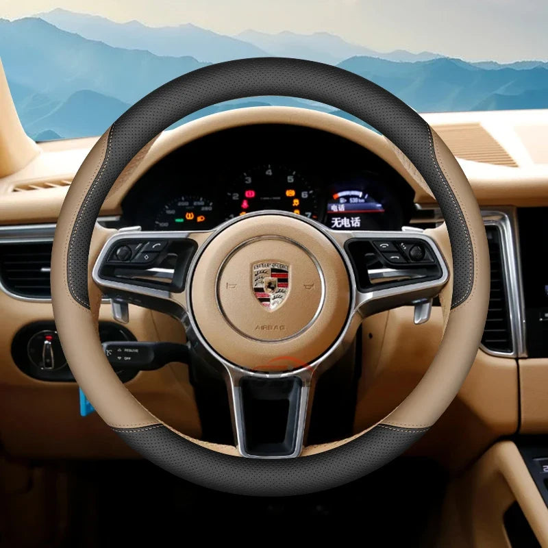 Porsche Leather Steering Wheel Cover