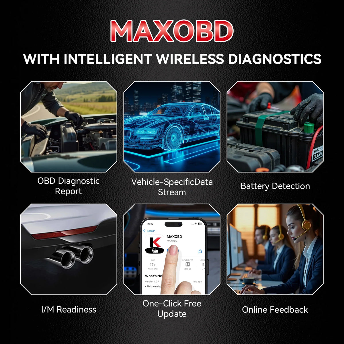 KONNWEI Bluetooth OBD2 Scanner – Wireless Car Diagnostic Tool with App Support