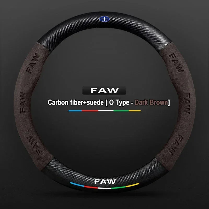 FAW Besturn Carbon Fiber Suede Steering Wheel Cover