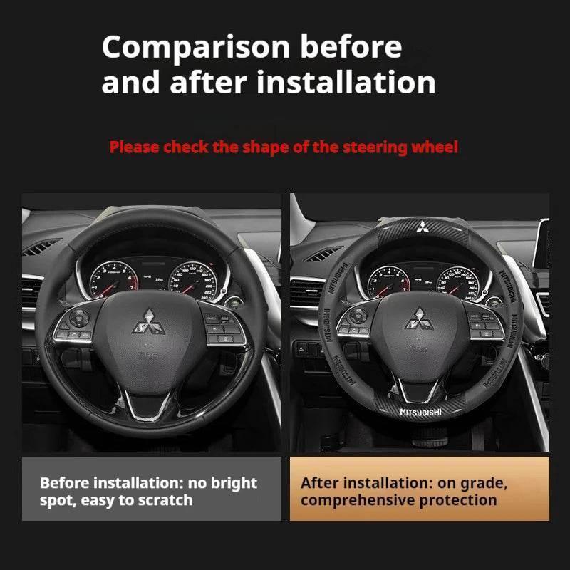 Mitsubishi Carbon Fiber Leather Steering Wheel Cover