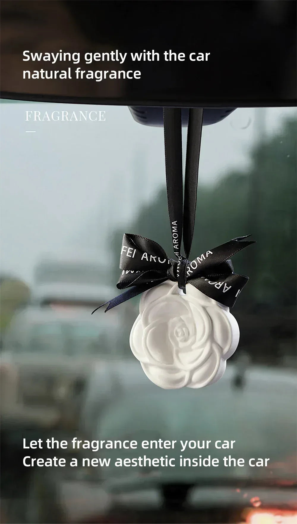 White Flower Hanging Car Air Freshener Perfume