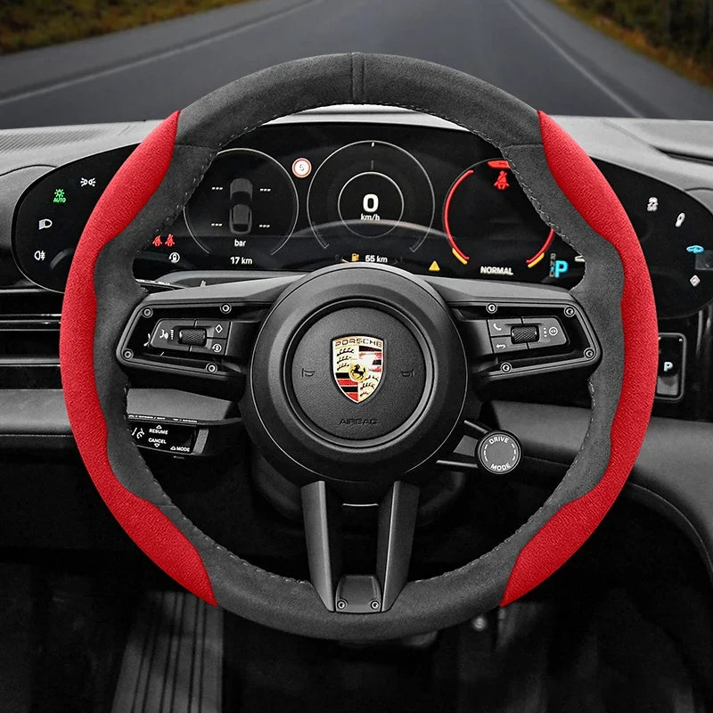 Porsche Suede Snap-On Steering Wheel Cover