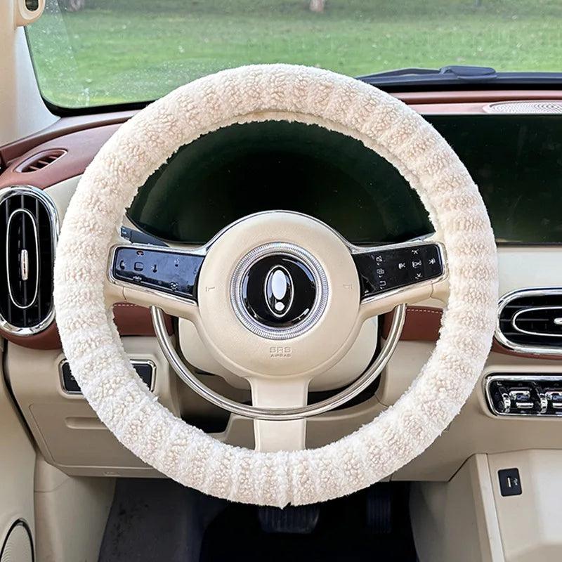 38CM Winter Plush Steering Wheel Cover - Warm Lint Fashion Car