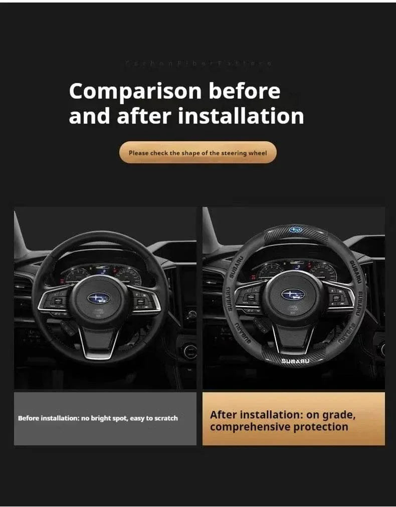 Subaru Carbon Fiber Leather Steering Wheel Cover