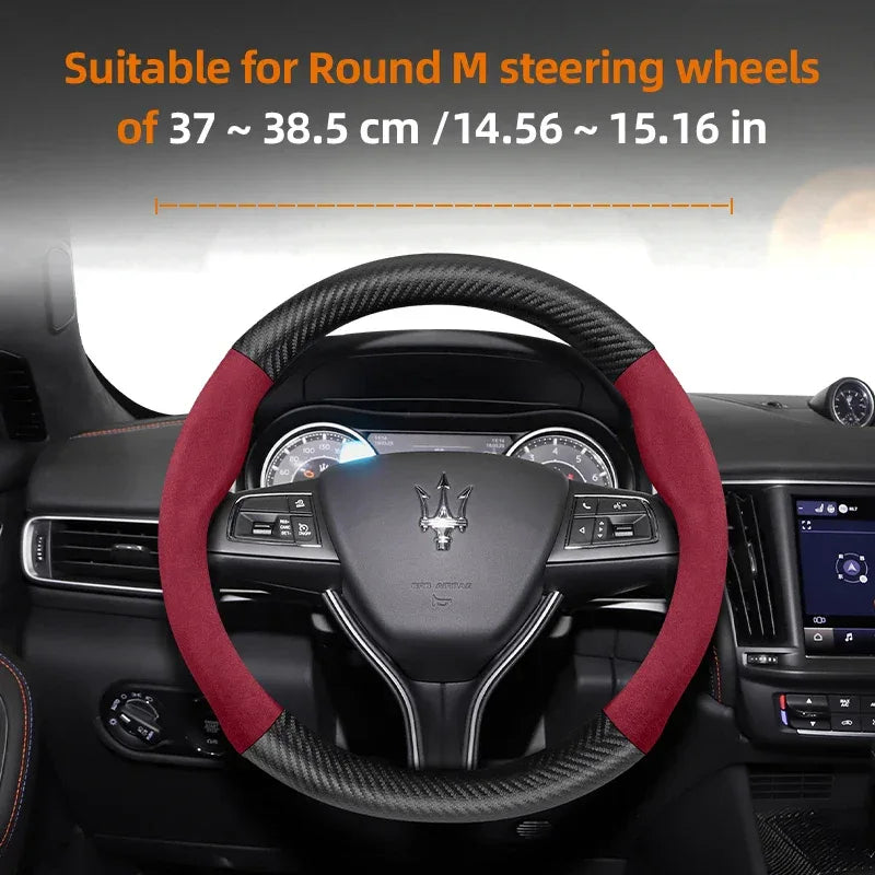 Maserati Suede Carbon Fiber Leather Steering Wheel Cover