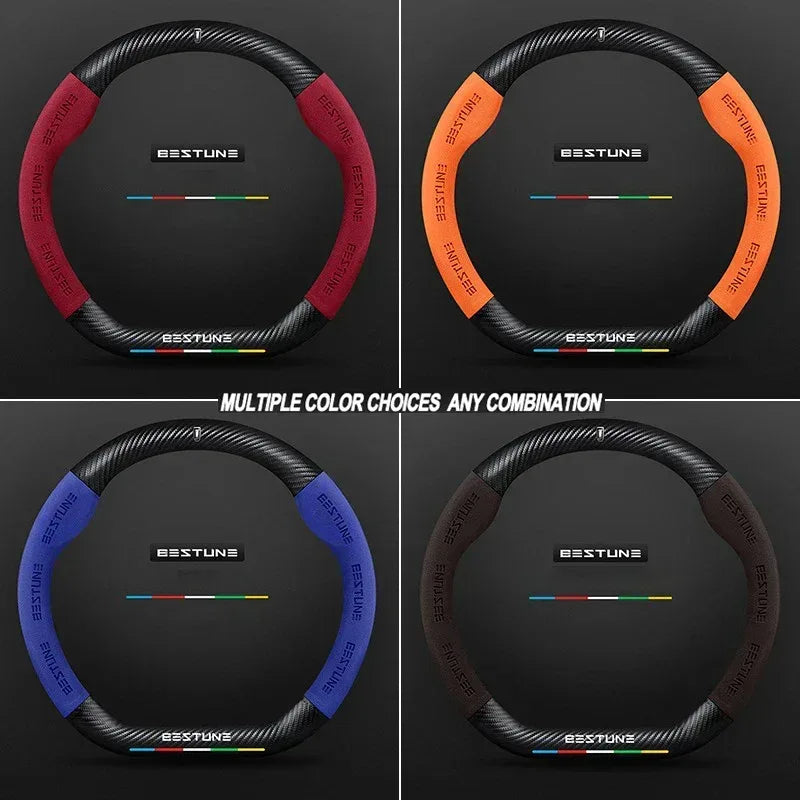 FAW Besturn Carbon Fiber Suede Steering Wheel Cover