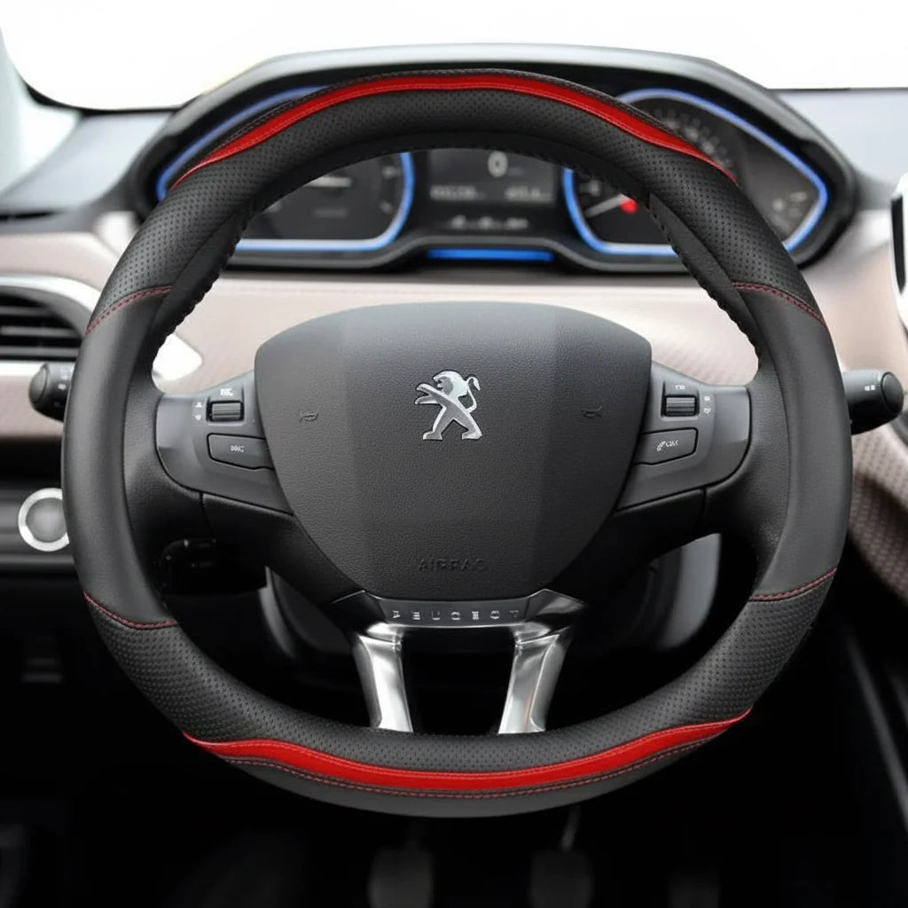 Peugeot Carbon Fiber Leather Steering Wheel Cover