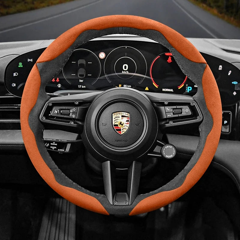Porsche Suede Snap-On Steering Wheel Cover