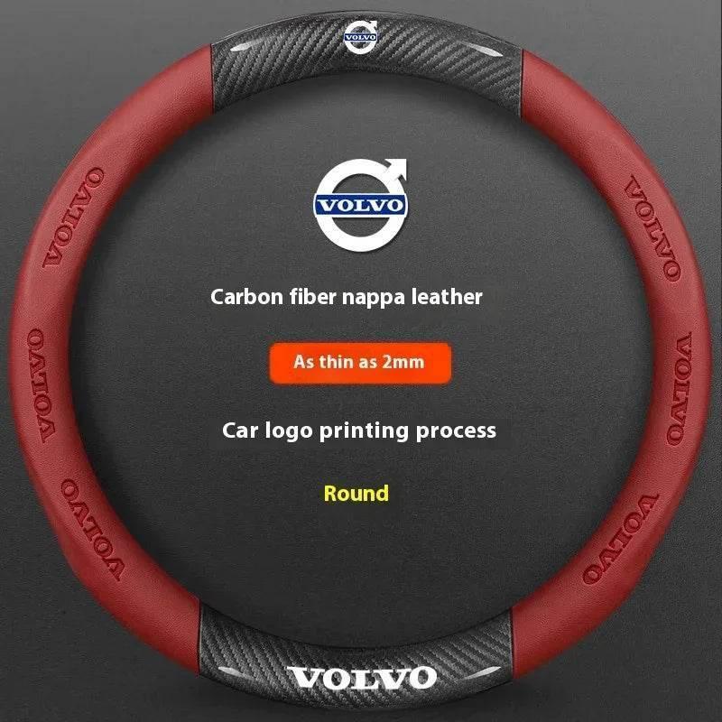 Volvo Carbon Fiber Leather Steering Wheel Cover