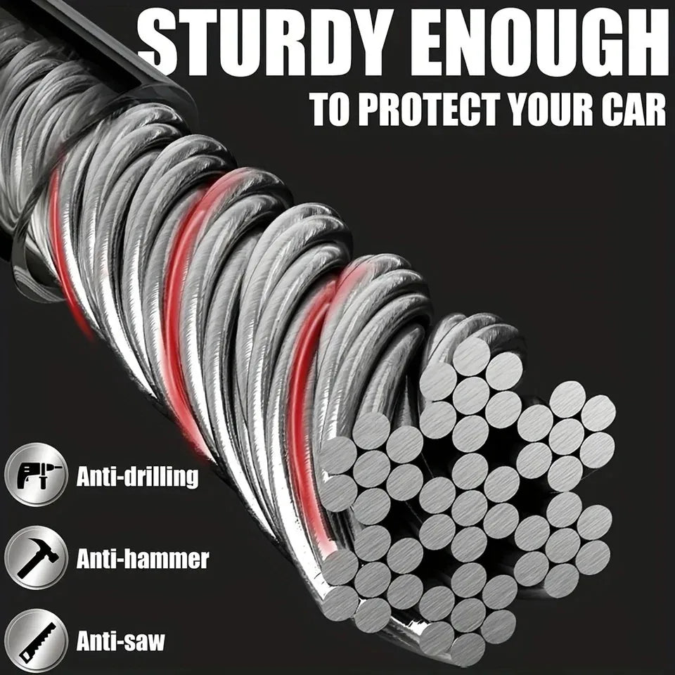 Car Steering Wheel Lock – Universal Anti-Theft Steel Cable Security Device for Cars, SUVs & Trucks